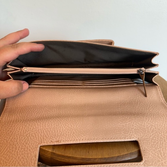 MATT & Nat Vegan Abiko Fold Over Clutch In The Colour Champagne Hand Strap Pink - Picture 9 of 16